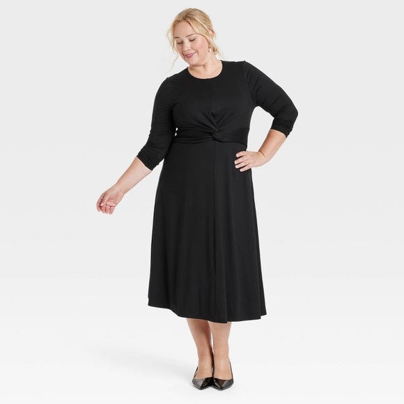 A New Day -  Women's Long Sleeve Twist-Front Midi Dress - XXL - Picture 1 of 7